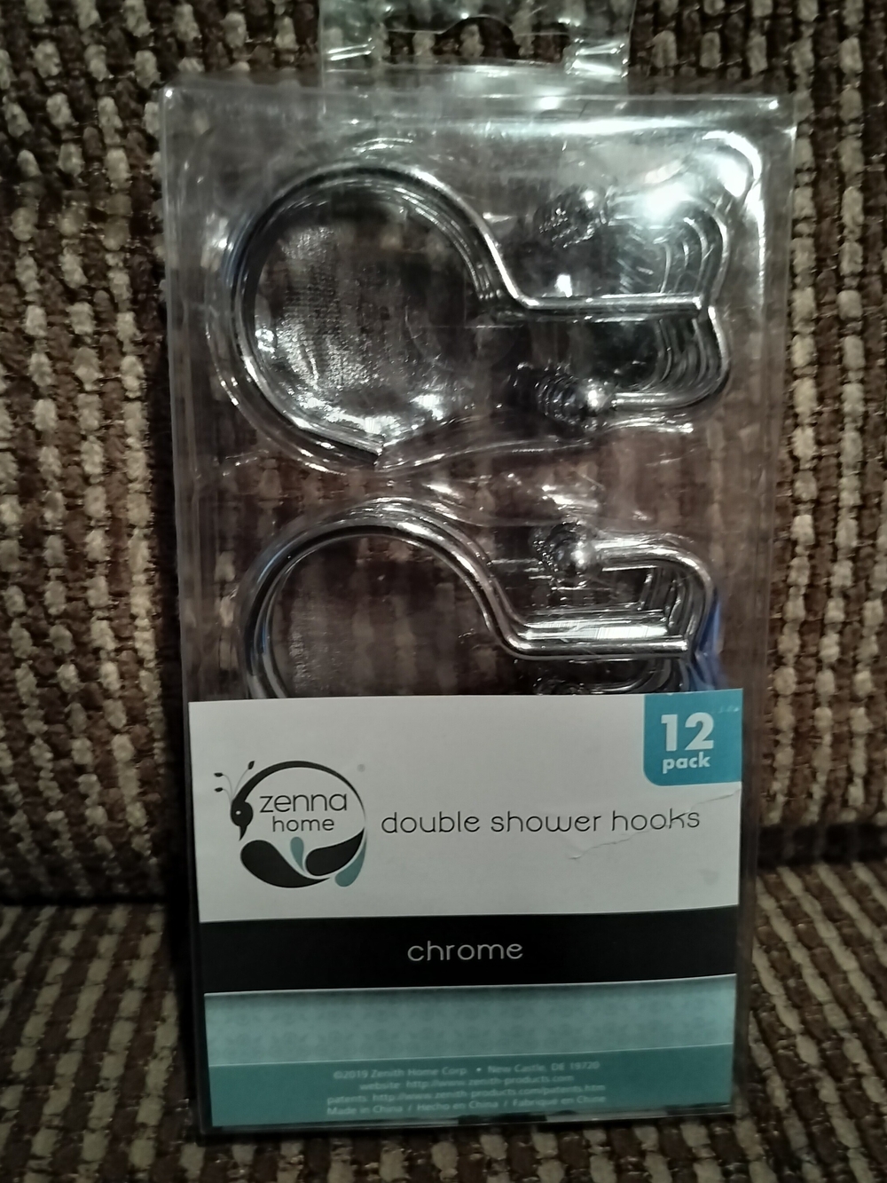 Zenna Home Double Shower Curtain Hooks 12 Chrome Pack